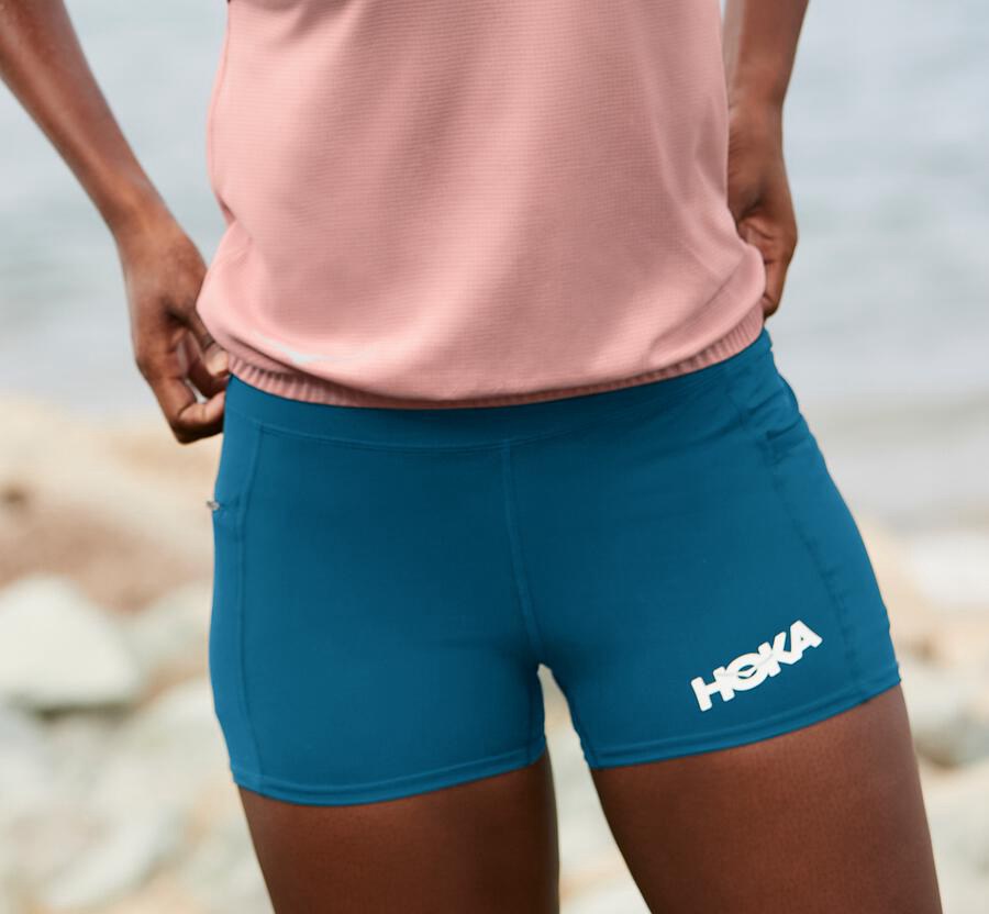 Hoka One One Shorts Dame - Performance Knit - Blå - 560143GOD